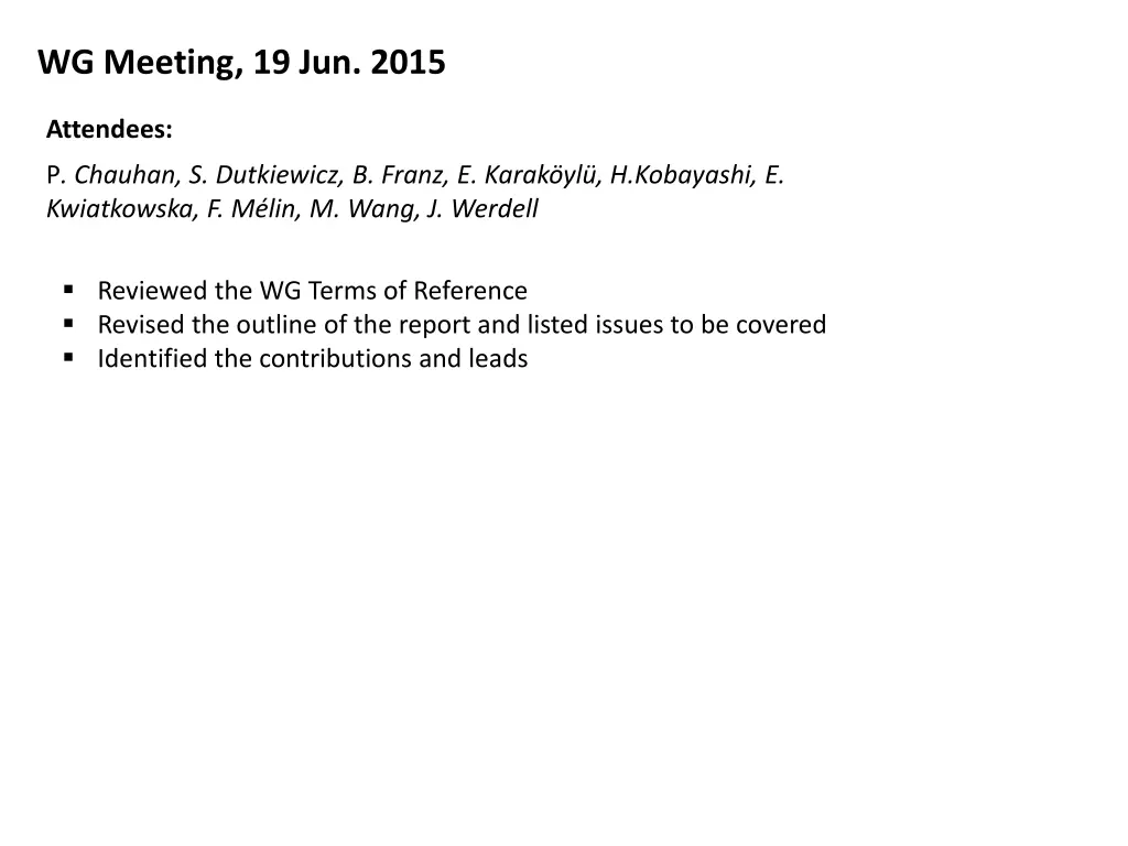 wg meeting 19 jun 2015