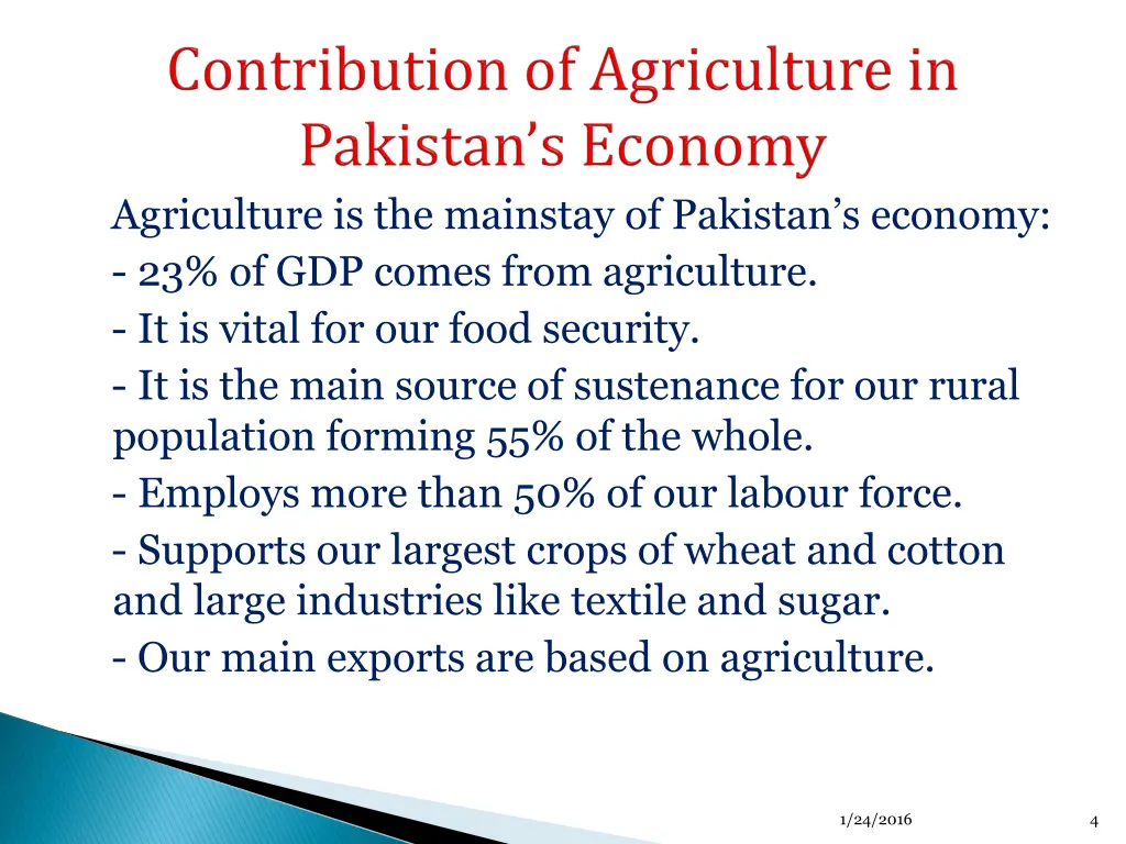 agriculture is the mainstay of pakistan s economy