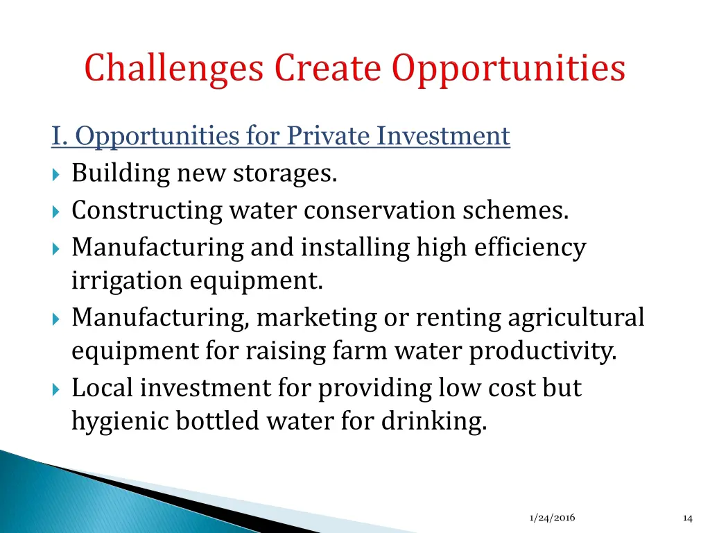 i opportunities for private investment building