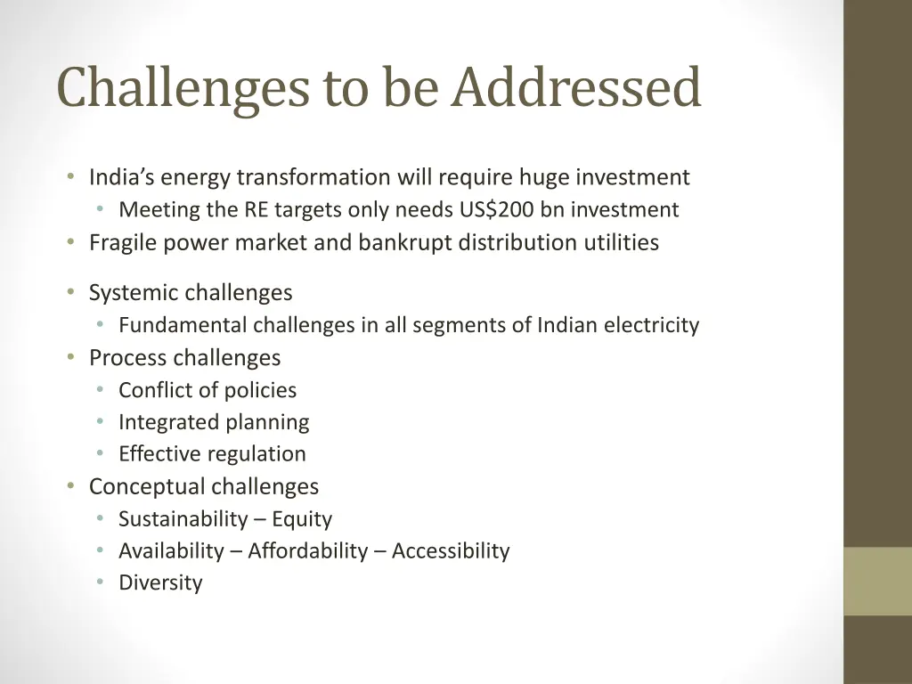 challenges to be addressed