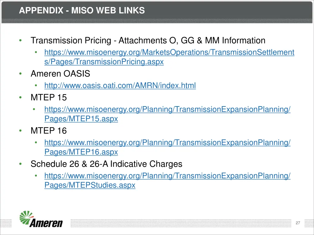 appendix miso web links
