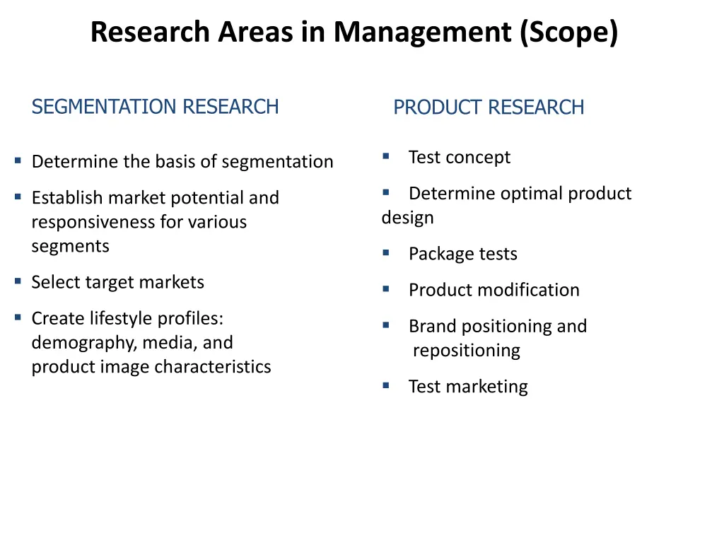 research areas in management scope