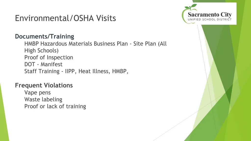 environmental osha visits