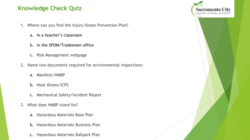 knowledge check quiz
