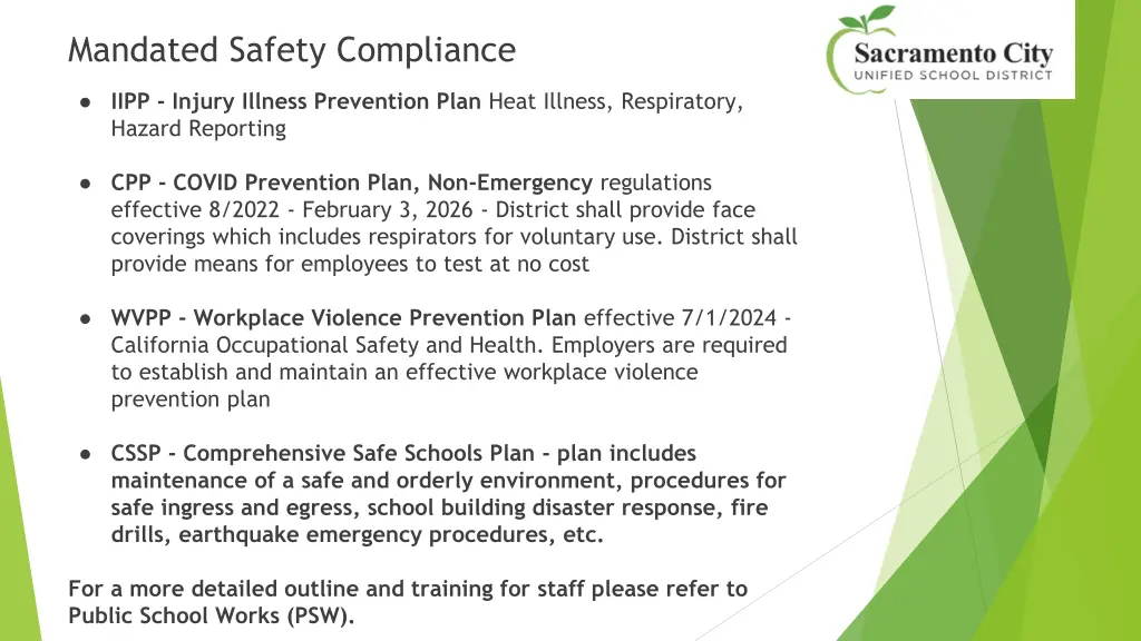 mandated safety compliance