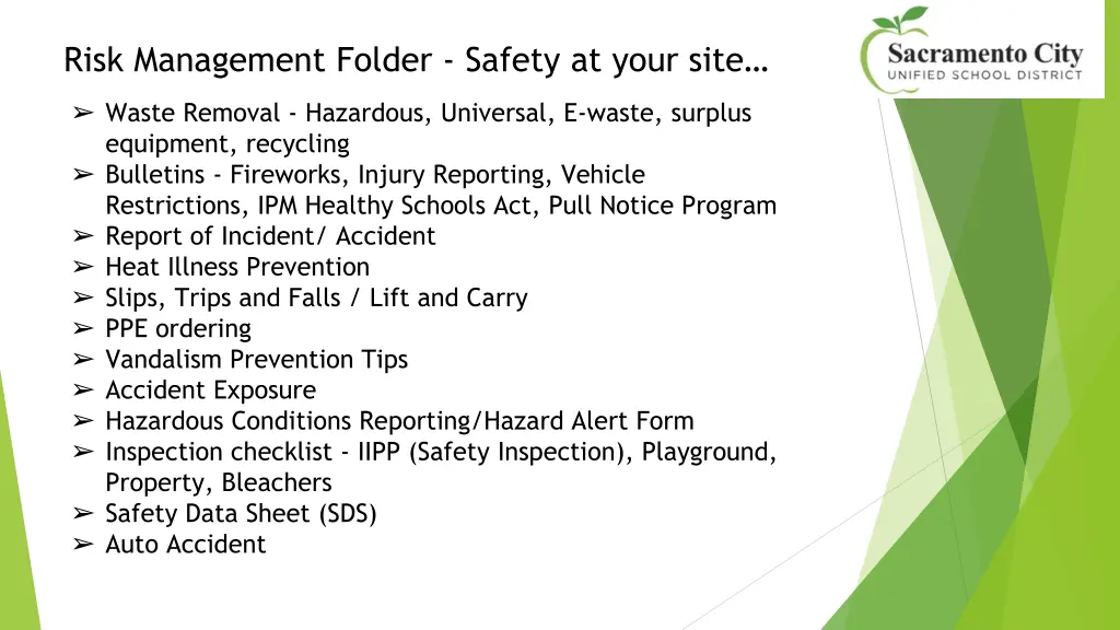 risk management folder safety at your site