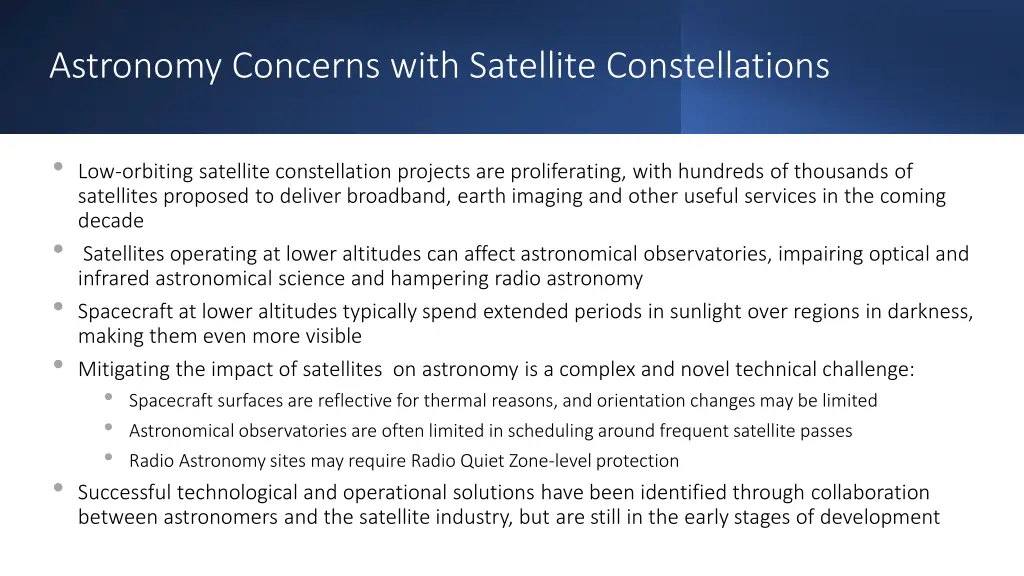 astronomy concerns with satellite constellations