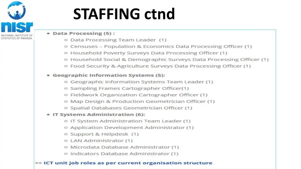 staffing ctnd