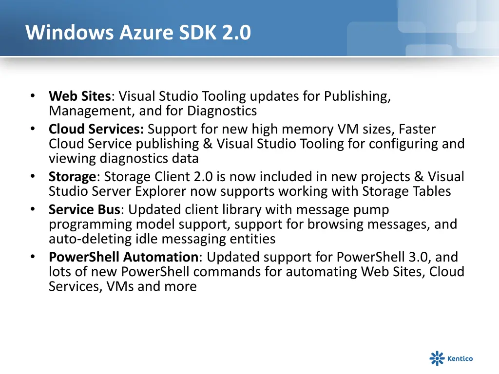 windows azure sdk 2 0