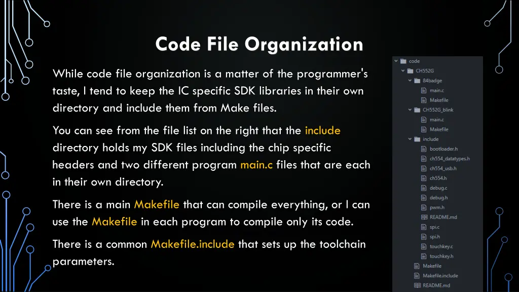 code file organization