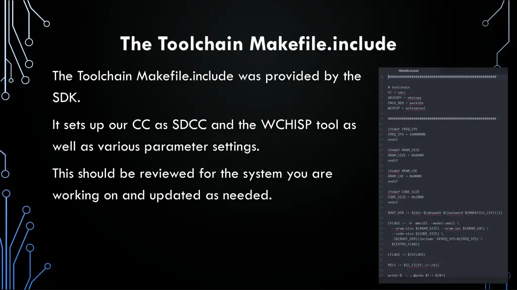 the toolchain makefile include