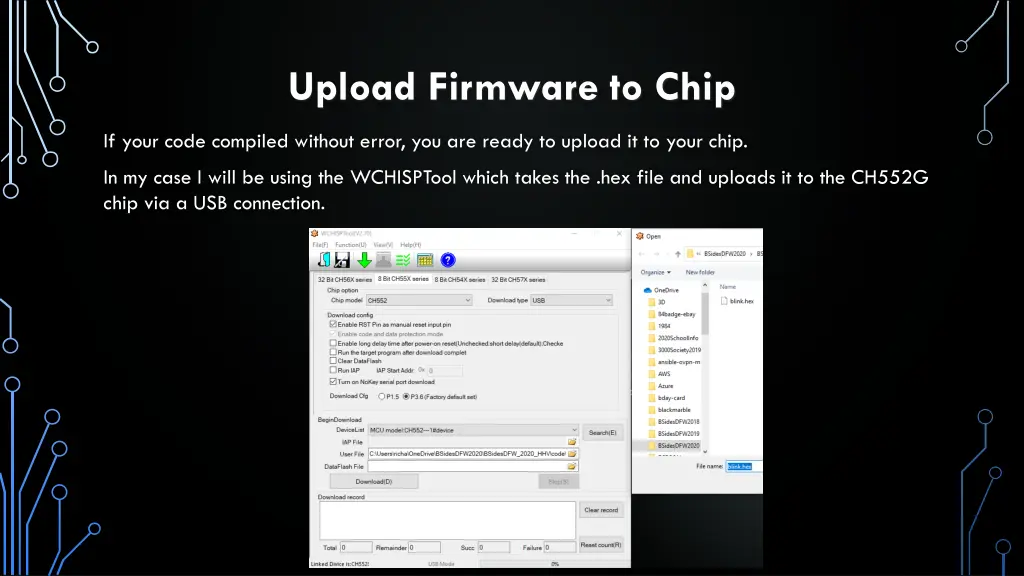 upload firmware to chip