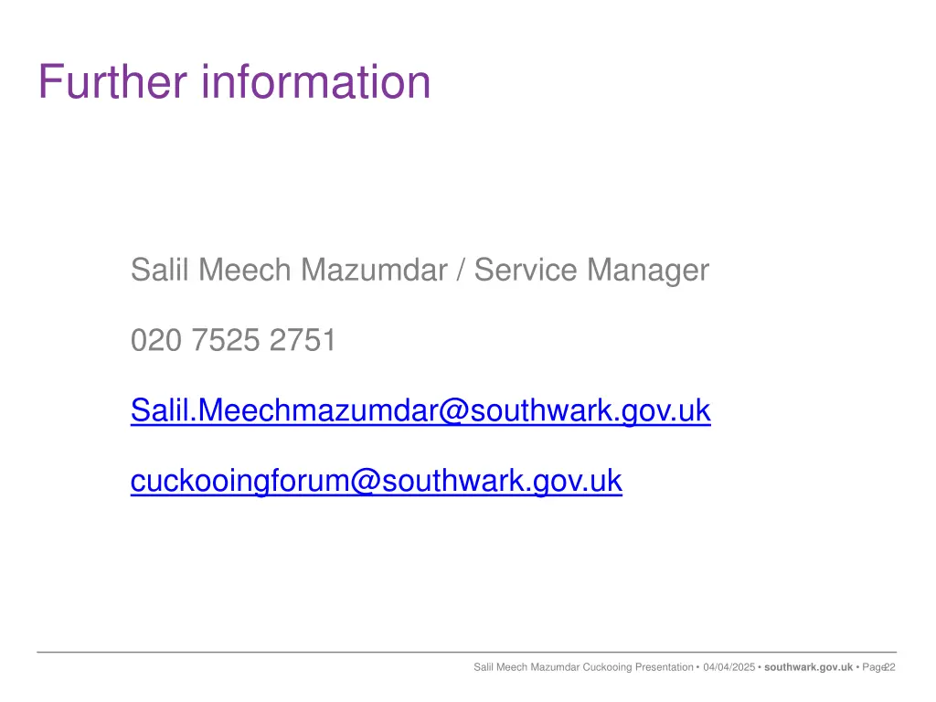 further information