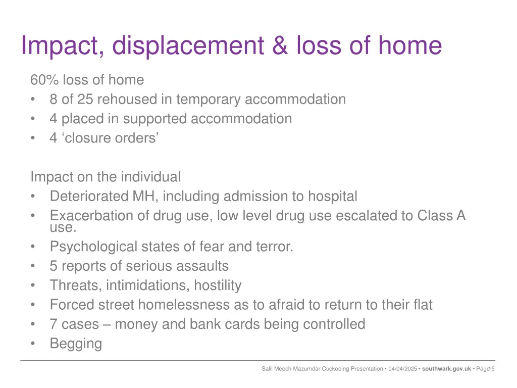 impact displacement loss of home