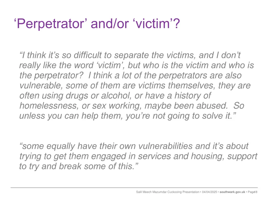 perpetrator and or victim