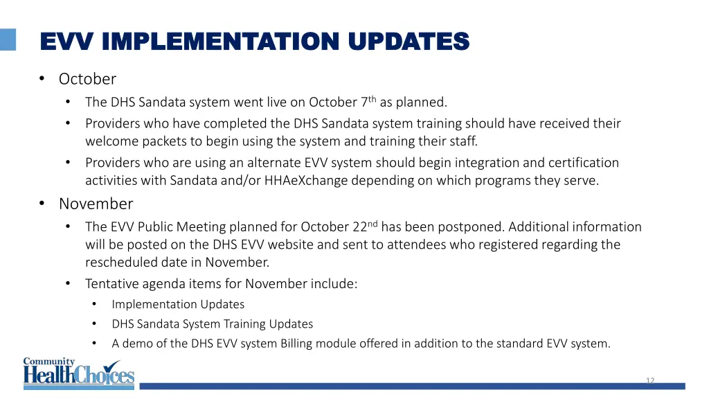 evv implementation updates evv implementation