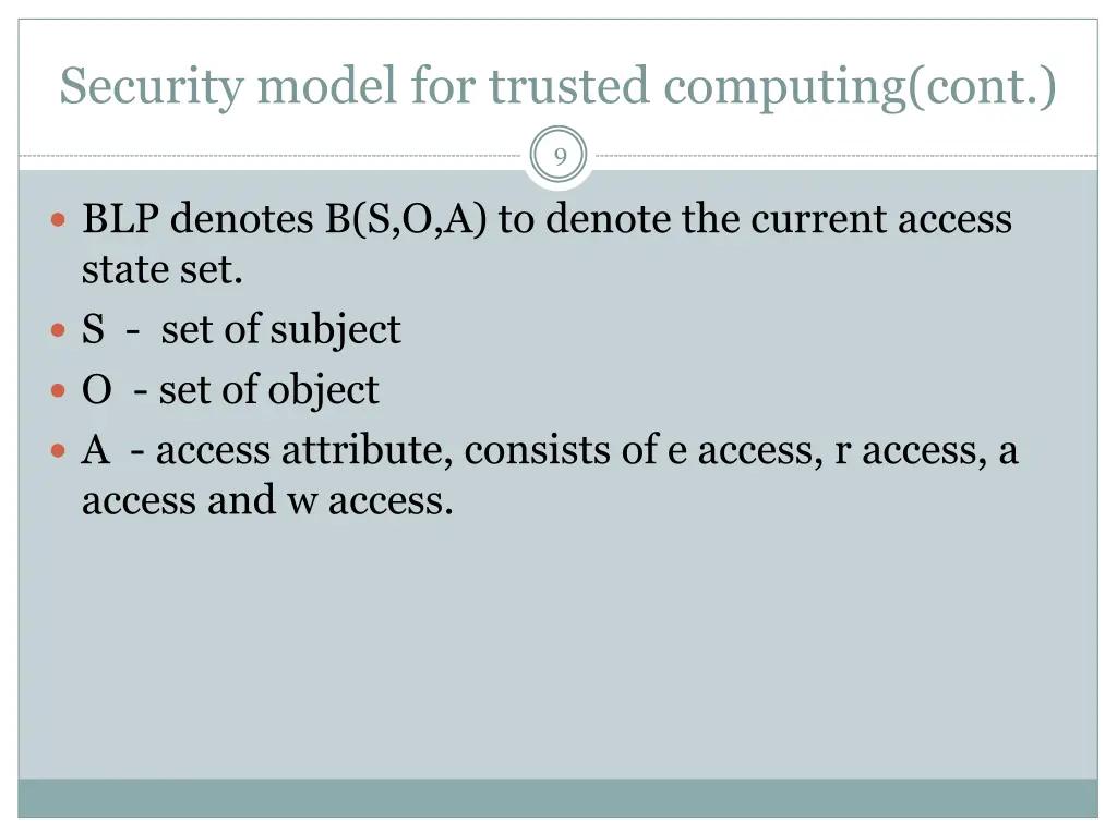 security model for trusted computing cont
