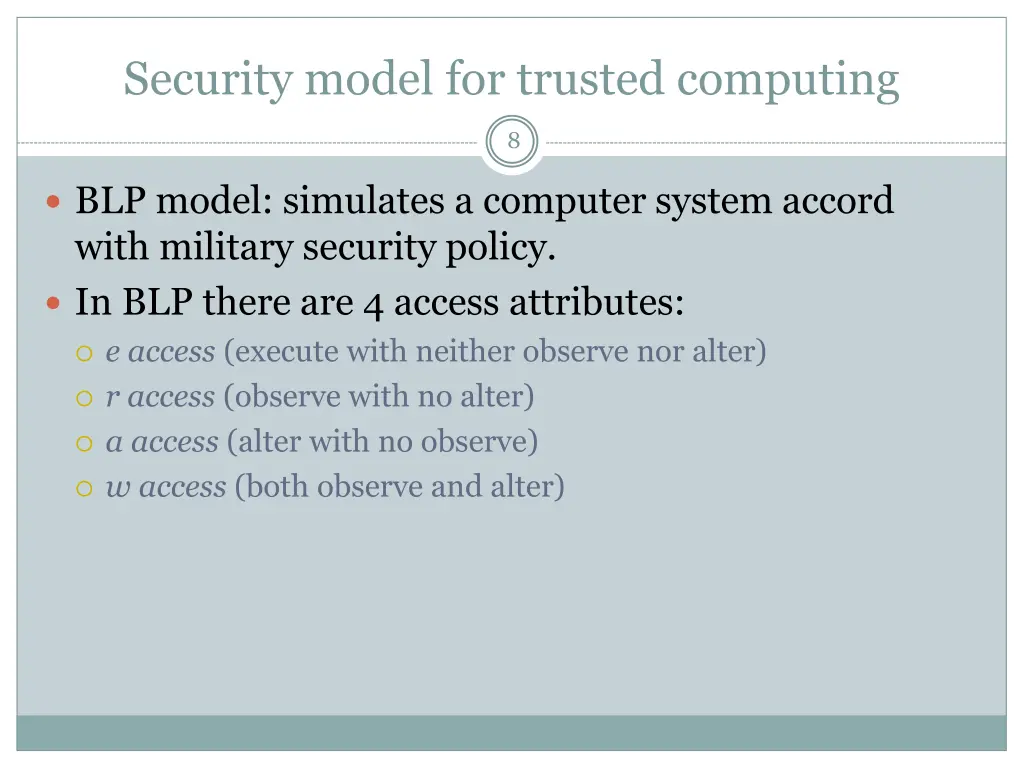 security model for trusted computing