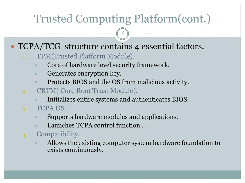 trusted computing platform cont