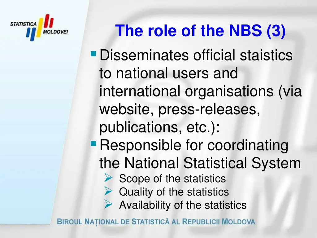 the role of the nbs 3 disseminates official