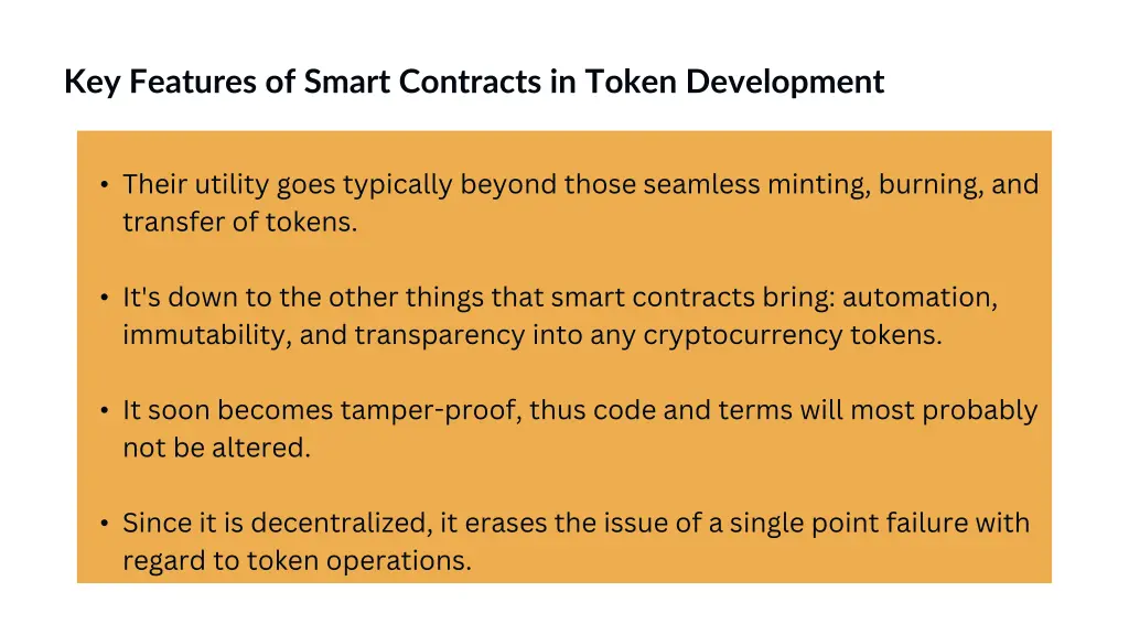 key features of smart contracts in token