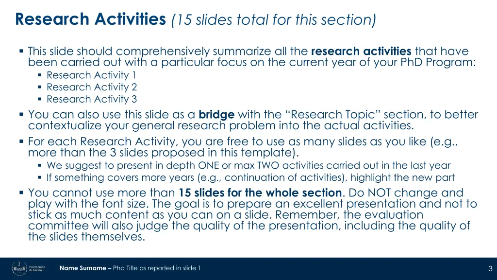 research activities 15 slides total for this