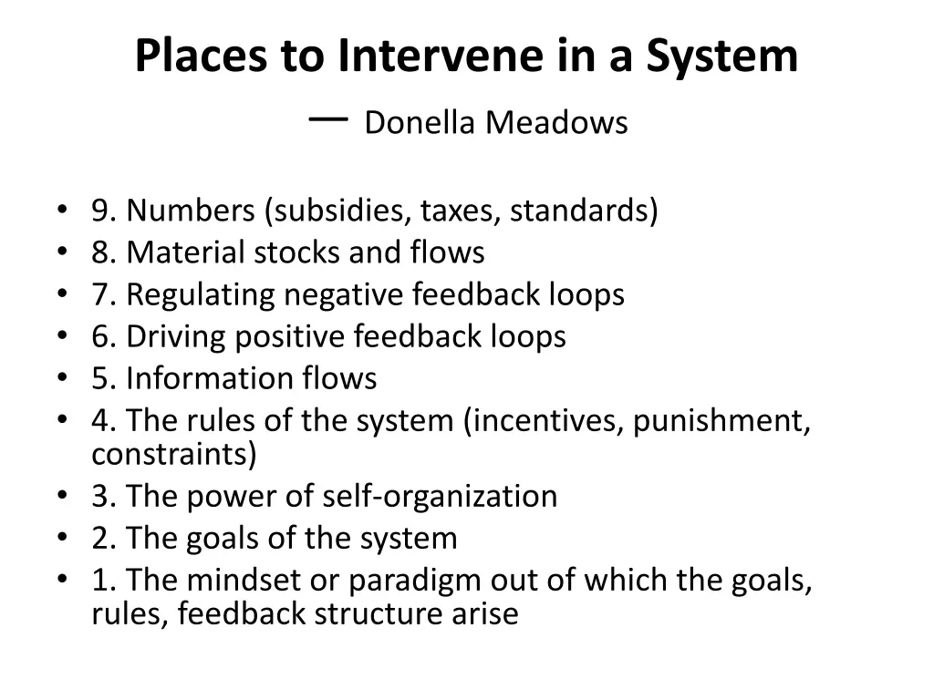 places to intervene in a system donella meadows