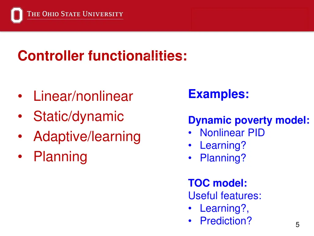 controller functionalities