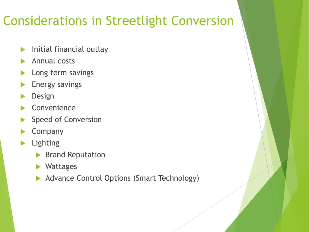 considerations in streetlight conversion