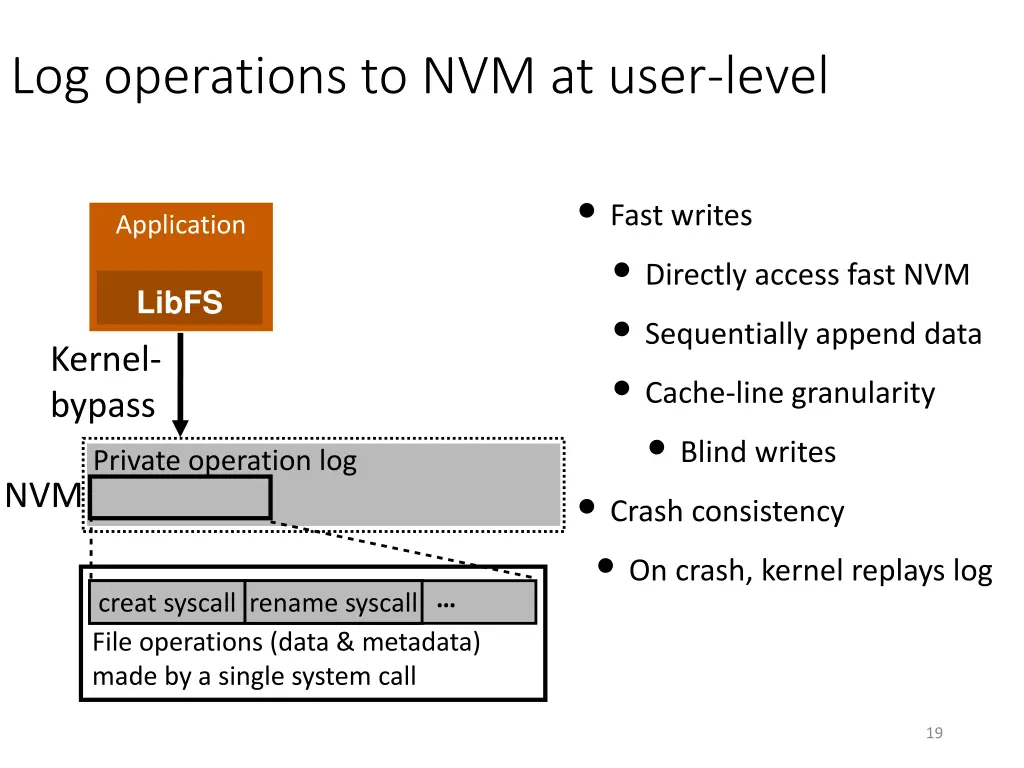 log operations to nvm at user level