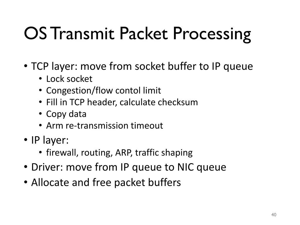 os transmit packet processing