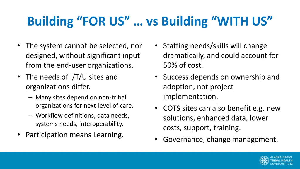 building for us vs building with us