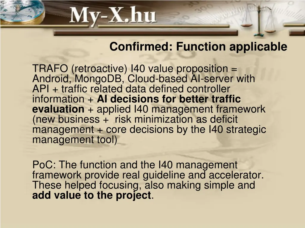 confirmed function applicable