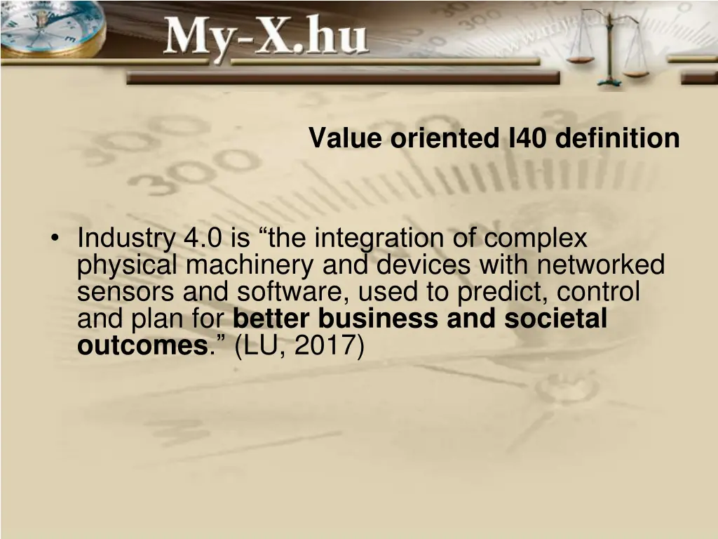 value oriented i40 definition