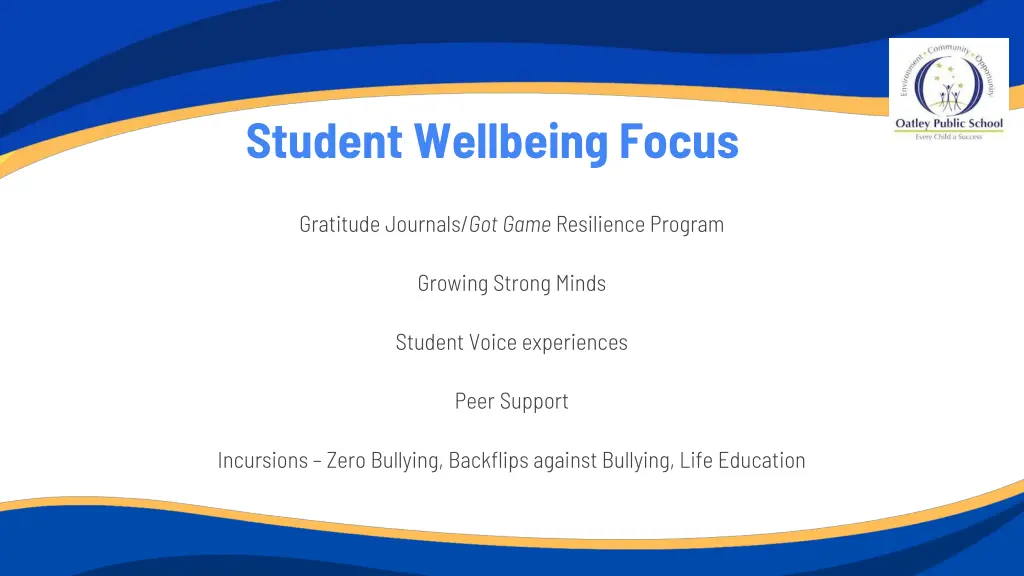 student wellbeing focus