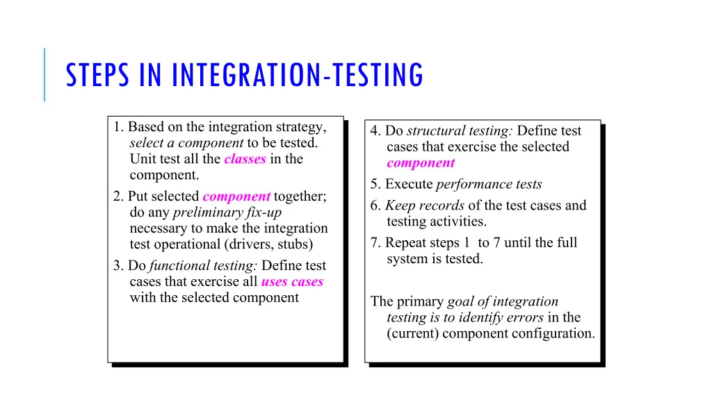 steps in integration testing