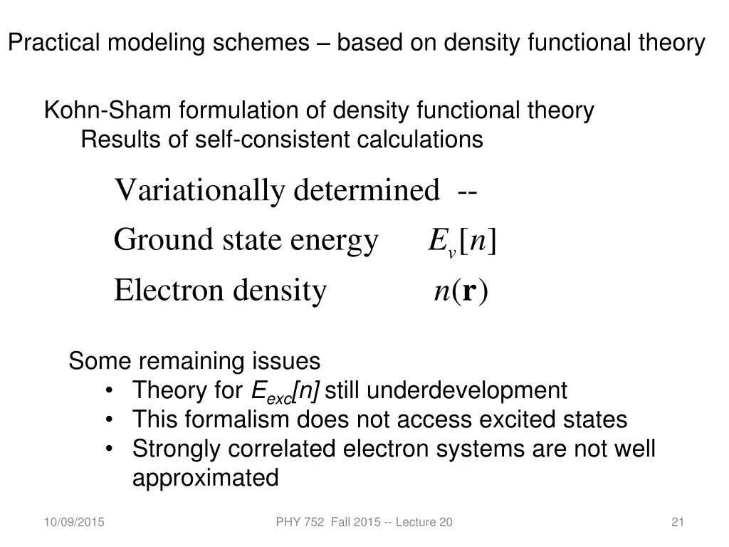 practical modeling schemes based on density
