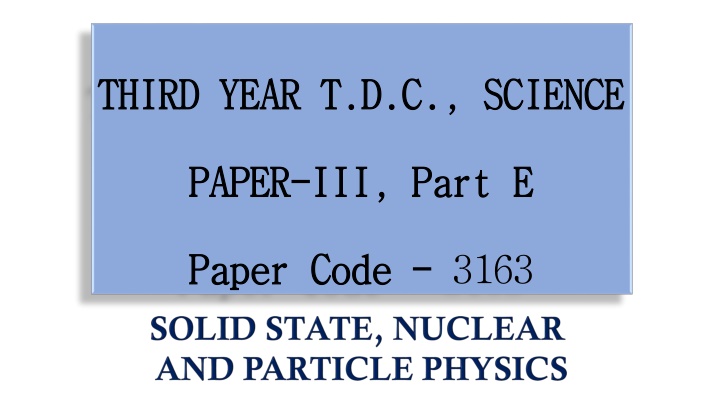 third year t d c third year t d c science