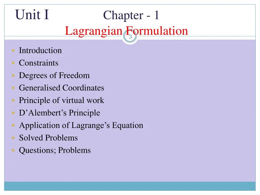 unit i chapter 1 lagrangian formulation