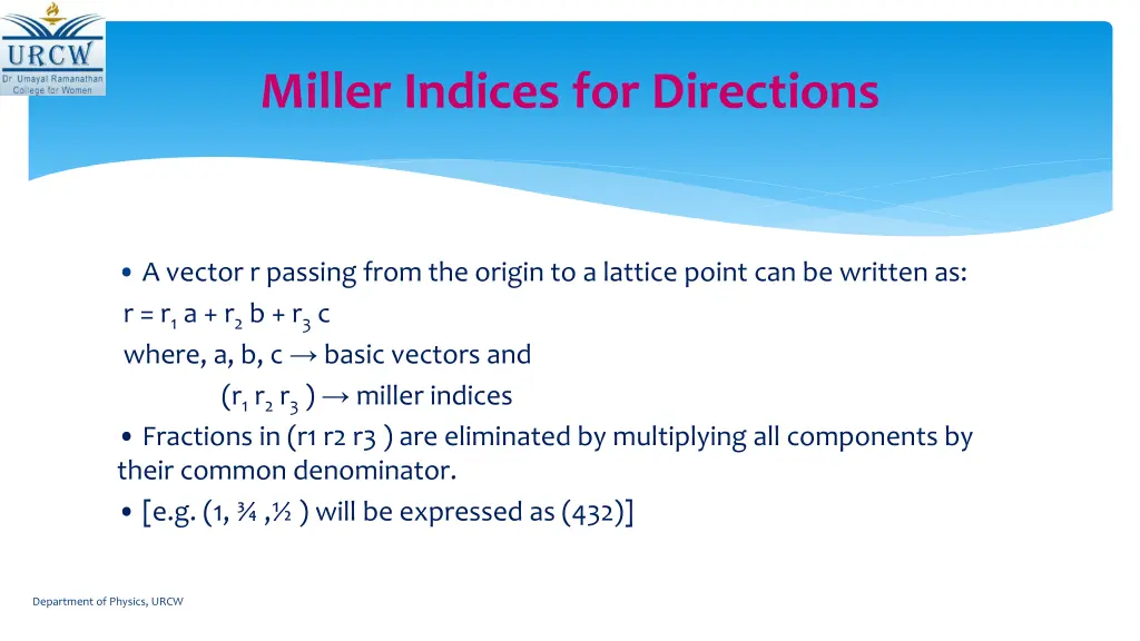 miller indices for directions