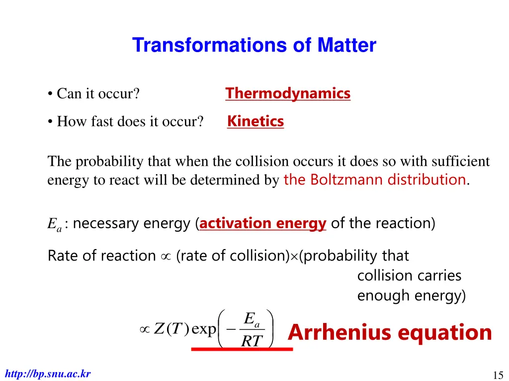 transformations of matter