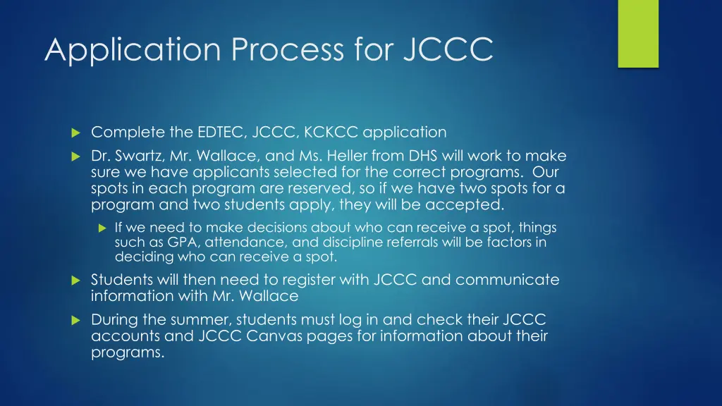 application process for jccc