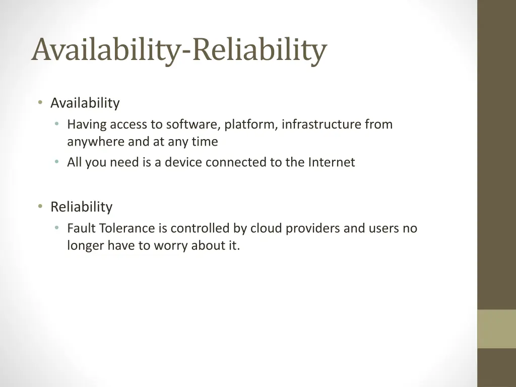 availability reliability