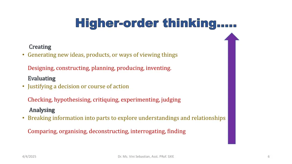 higher order thinking