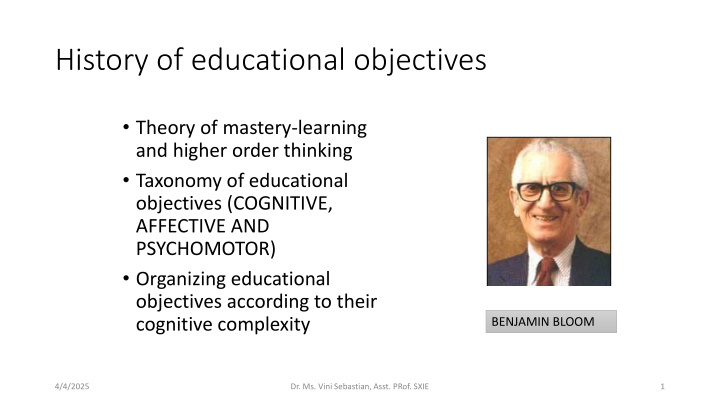 history of educational objectives