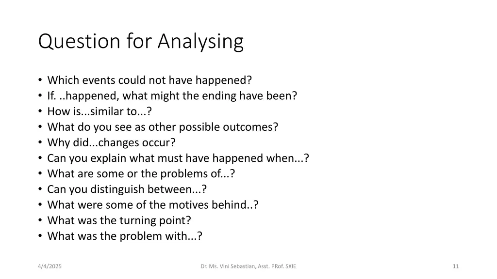 question for analysing