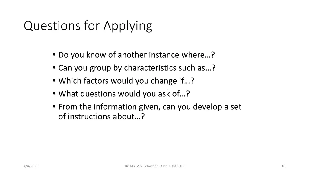 questions for applying