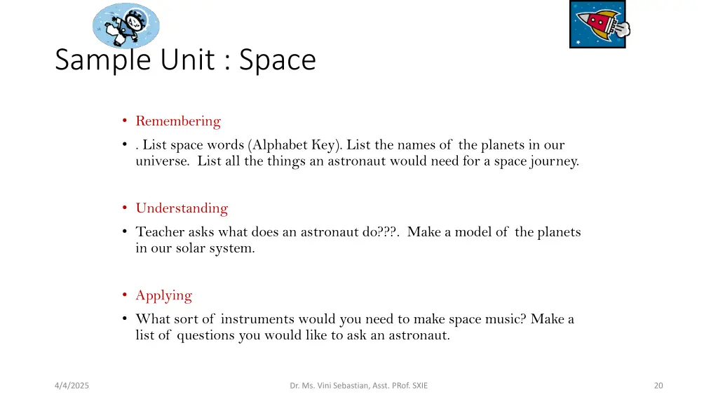 sample unit space