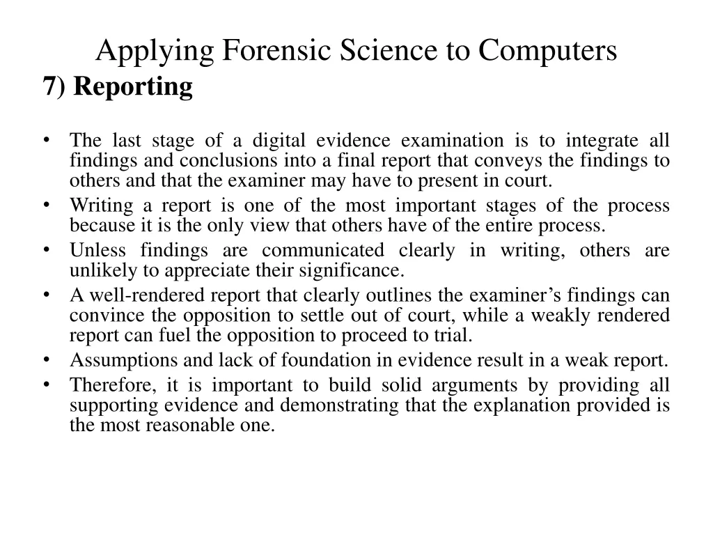 applying forensic science to computers 7 reporting