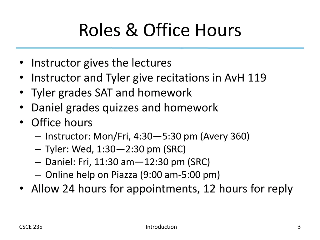 roles office hours